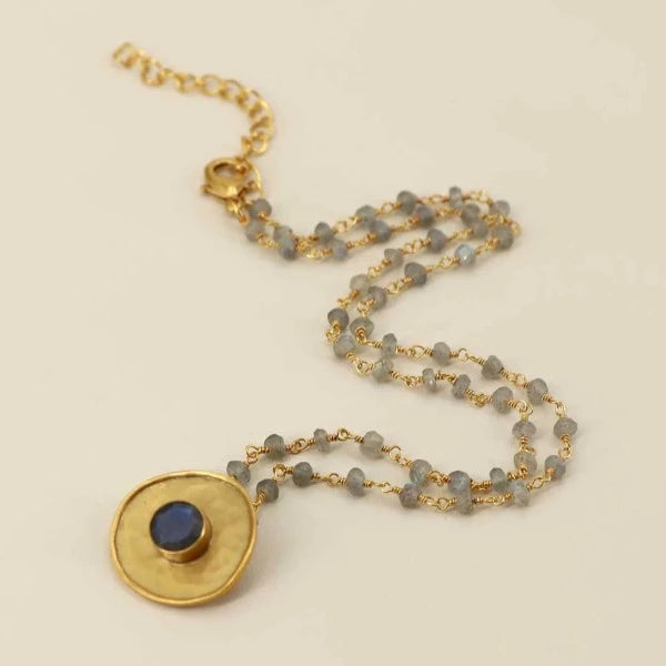 Gold Plated Necklace with Semi-Precious Stones