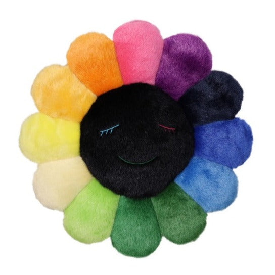 2XL Rainbow & Black Flower Cushion