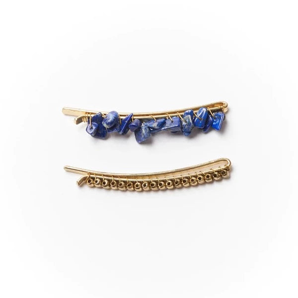 Set of 2 Bobby Pins w. Semi Precious Stones