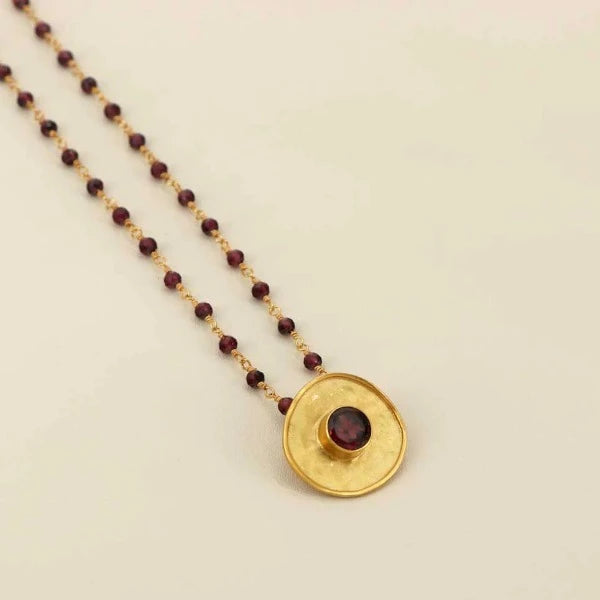 Gold Plated Necklace with Semi-Precious Stones
