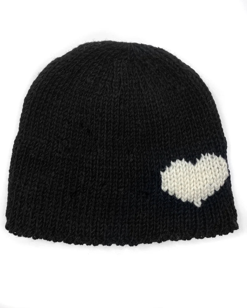 Beanie with Heart Black