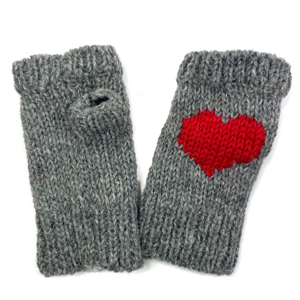 Gloves with Heart Grey