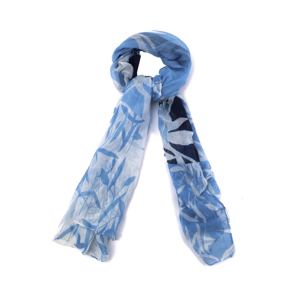Blue Bamboo Print Scarf