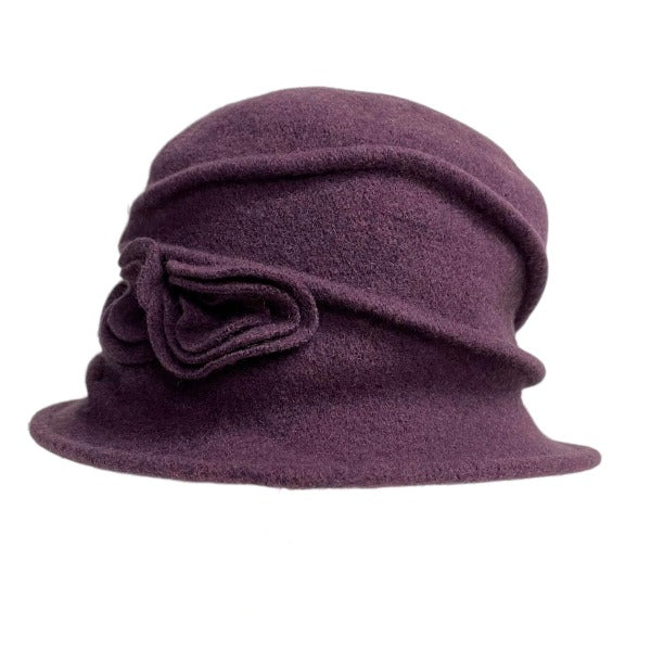 Burgundy 2 Way Pleated Flower Hat