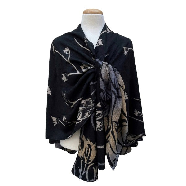 Reversible Floral Cashmere Shawl