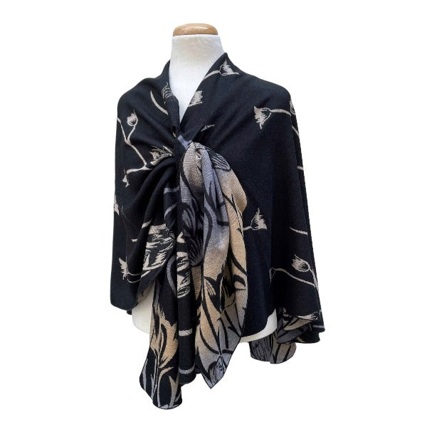 Reversible Floral Cashmere Shawl