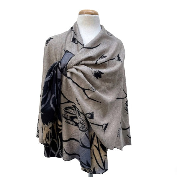 Reversible Floral Cashmere Shawl