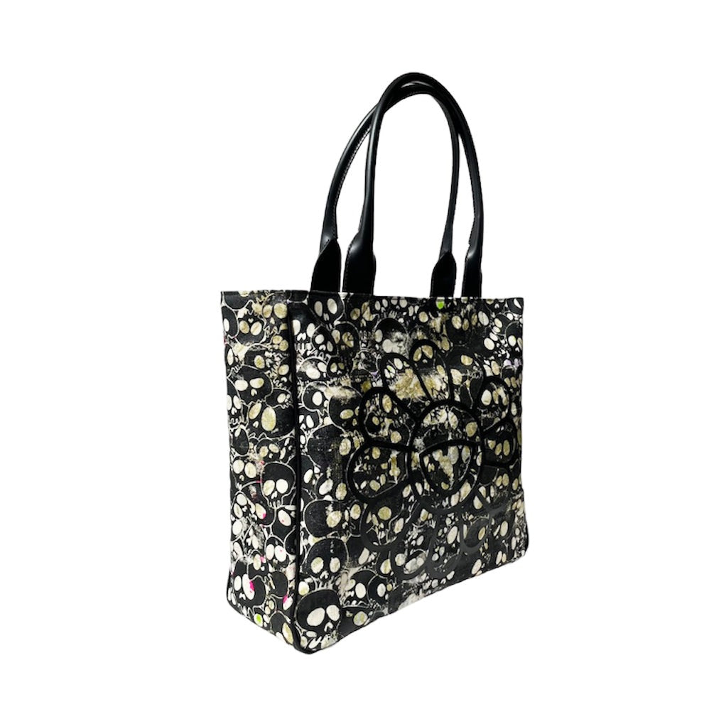 Takashi Murakami Tote Bag - Black Flower/Mr.DOB Face