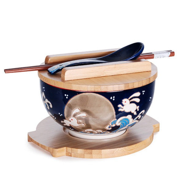 Moon Rabbit Bowl With Trivet Set