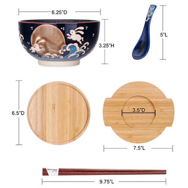 Moon Rabbit Bowl With Trivet Set