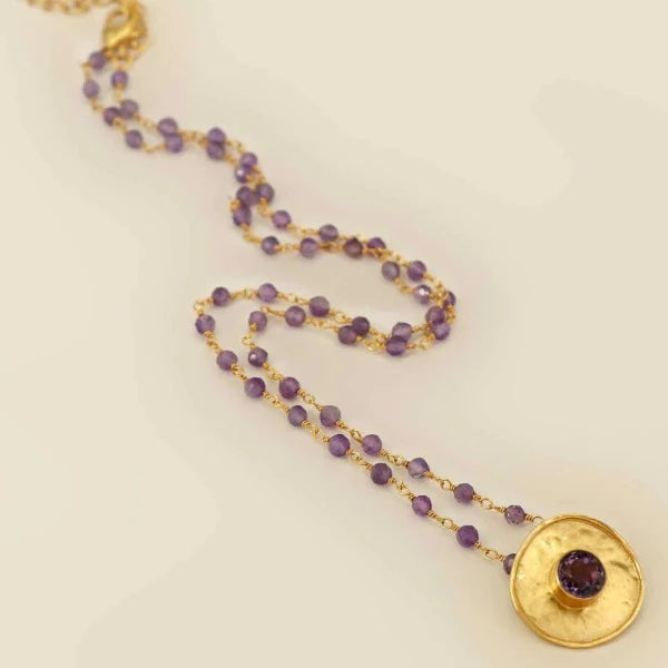 Gold Plated Necklace with Semi-Precious Stones