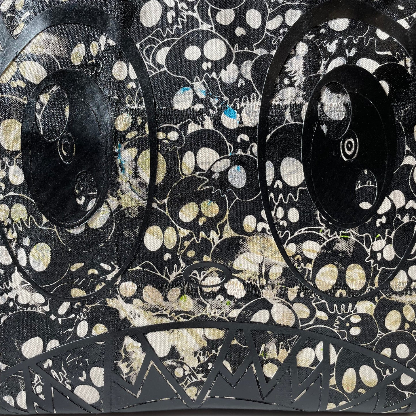 Takashi Murakami Tote Bag - Black Flower/Mr.DOB Face