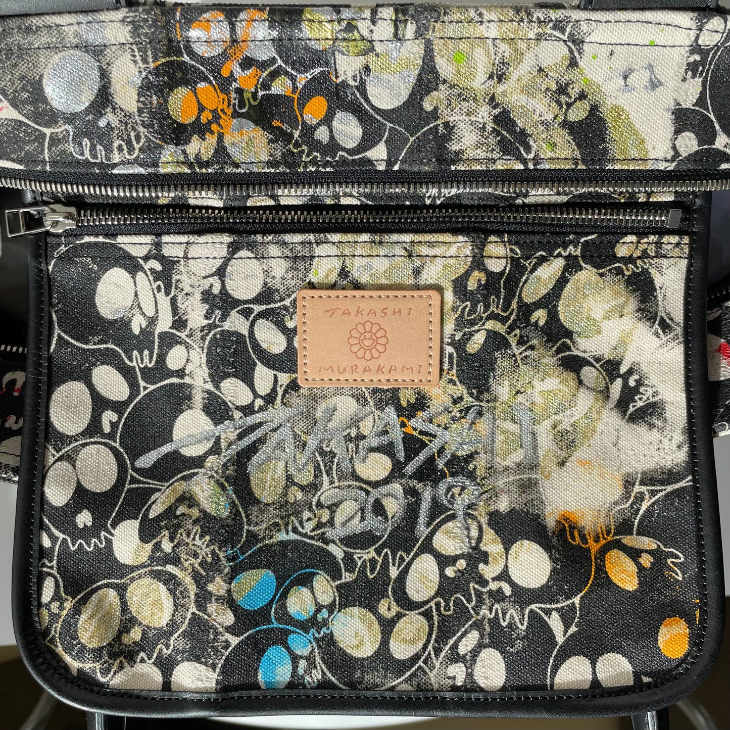 Takashi Murakami Tote Bag - Black Flower/Mr.DOB Face