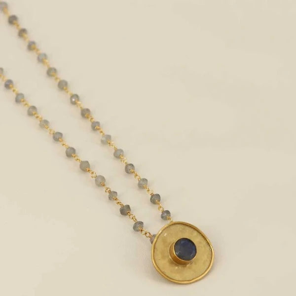 Gold Plated Necklace with Semi-Precious Stones