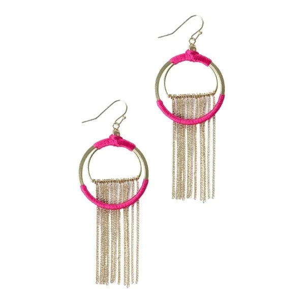 Silk Wrapped Fringe Earrings