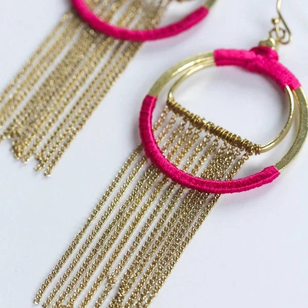 Silk Wrapped Fringe Earrings