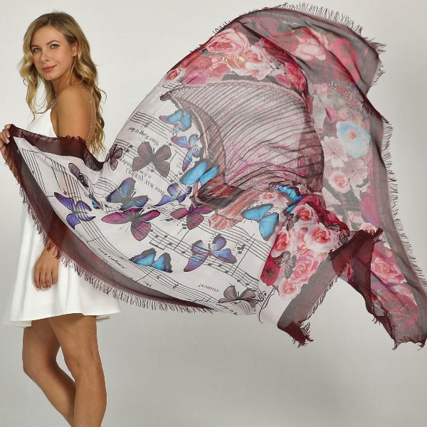 Harp in Heart Shawl