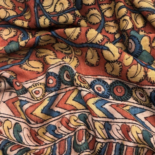 Orange Blue Kalamkari Shawl