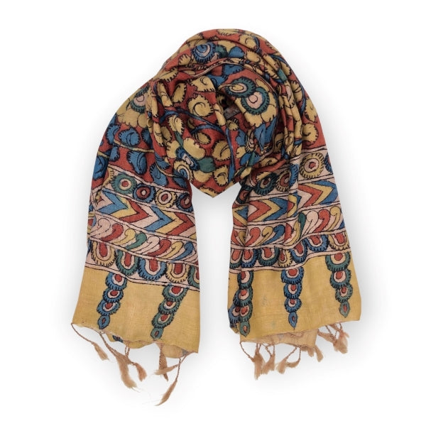 Orange Blue Kalamkari Shawl