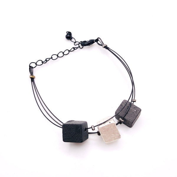 Steel Cube Charcoal Bracelet
