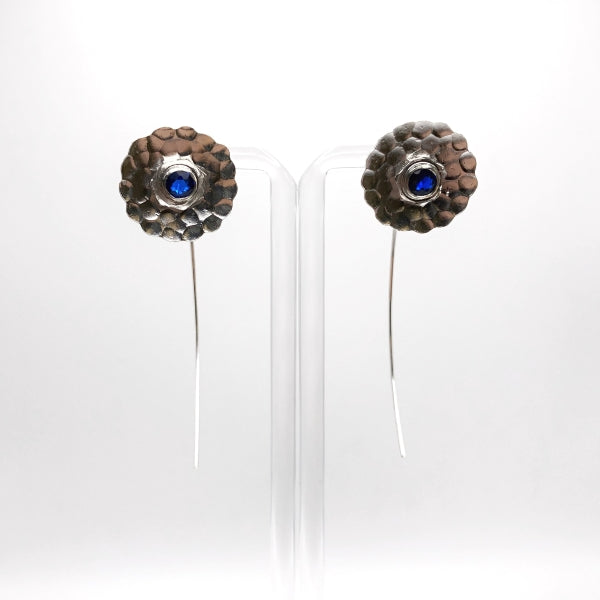 Blue Sapphire Flower Earrings