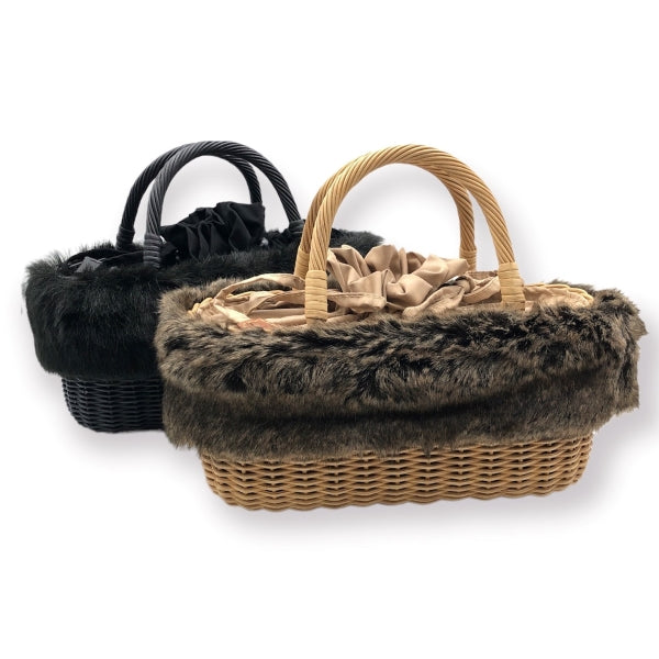 Rattan w/Faux Fur Bag