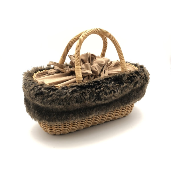 Rattan w/Faux Fur Bag