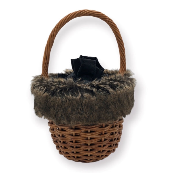 Natural Rattan w/Faux Fur Bag