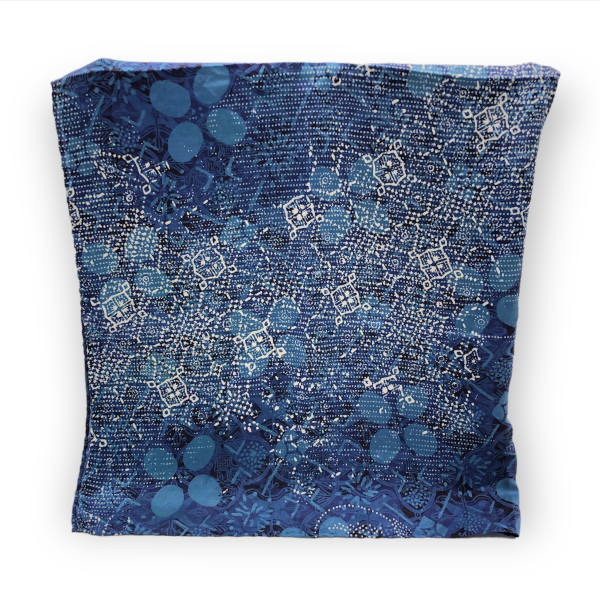 Blue Silk Satin Batik Scarf