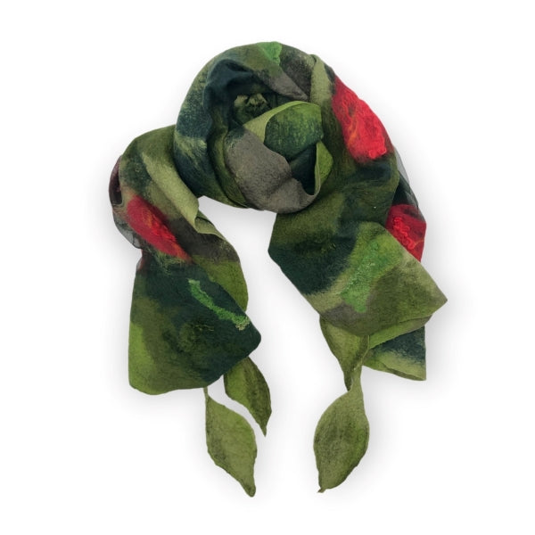 Red Green Felted Shawl