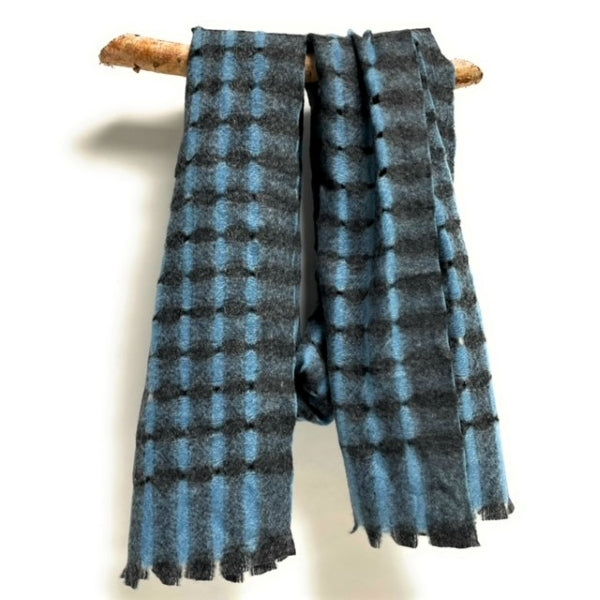 Blue and Black Check Woven Scarf