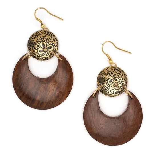 Earth and Fire Moon Drop Earrings
