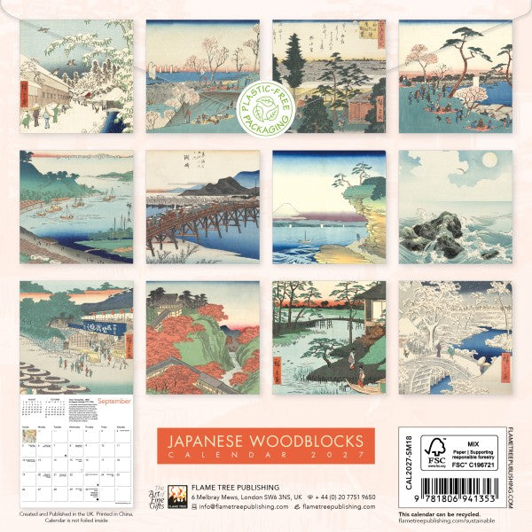 Calendar 2027 Mini Wall Japanese Woodblock