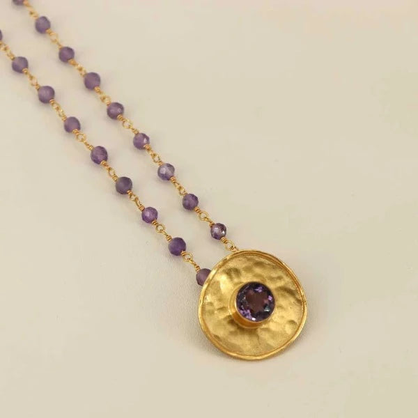 Gold Plated Necklace with Semi-Precious Stones
