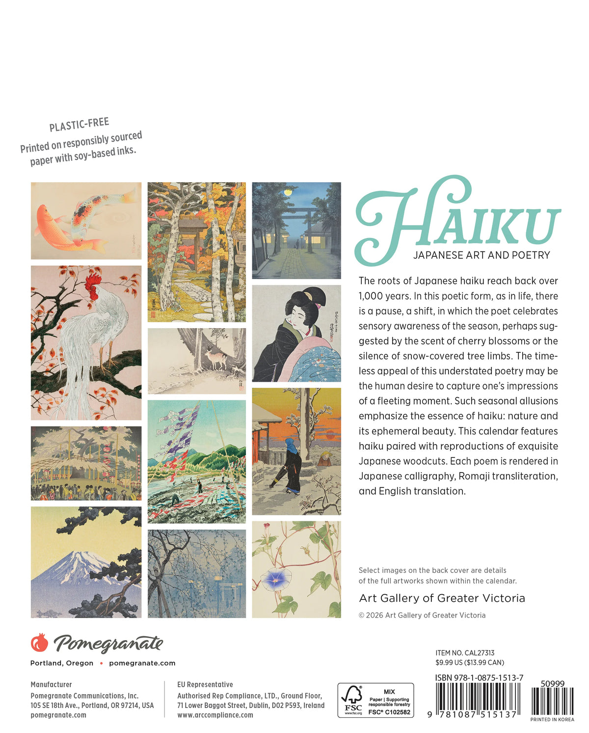 Haiku: Japanese Art & Poetry 2027 Mini Wall Calendar