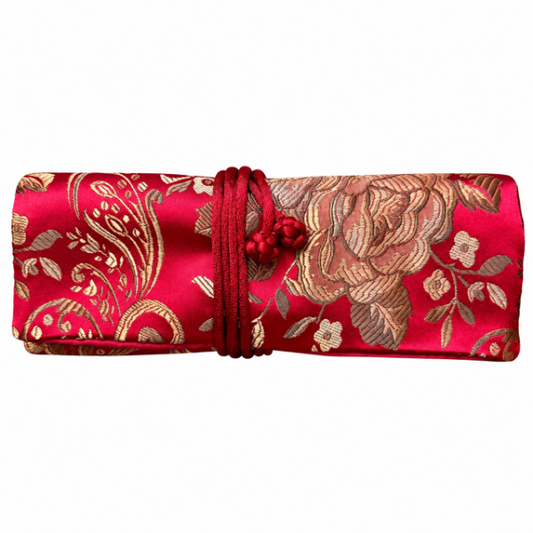 Jewelry Pouch Floral Red/Brown