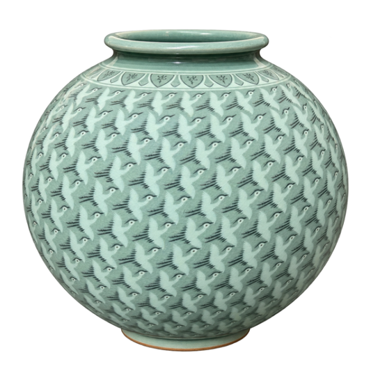 Moon Jar with 500 Cranes