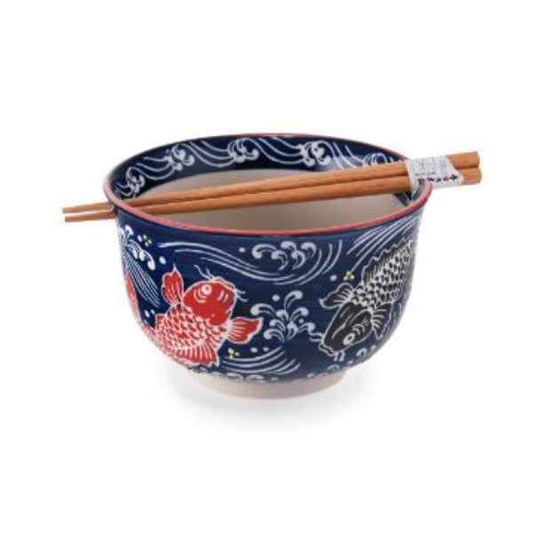 Red Koi Bowl w/Chopsticks