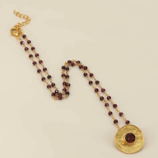 Gold Plated Necklace with Semi-Precious Stones