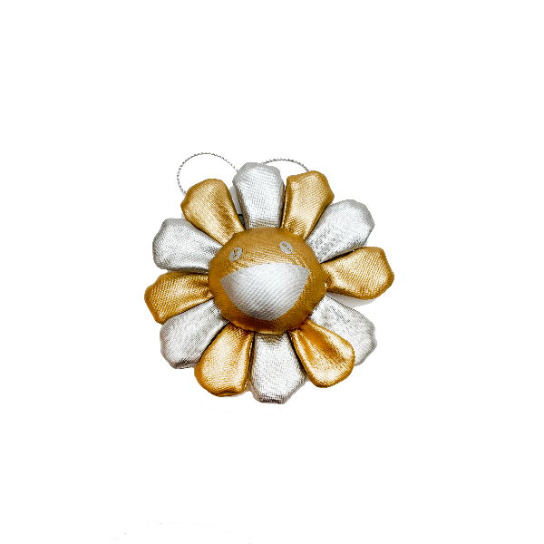 Metallic Plush Flower Pin