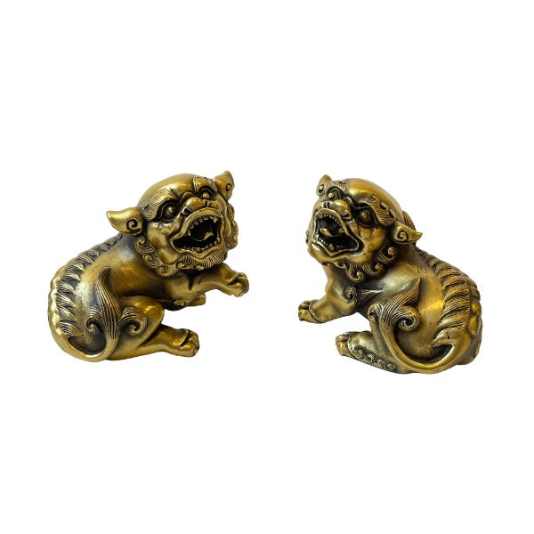 Bronze Fu Lion Dogs - Pair