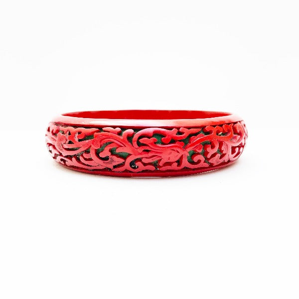 Curved Vintage Cinnabar Bangle