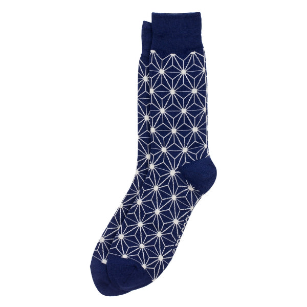 Men's Asanoha Pattern Socks Blue