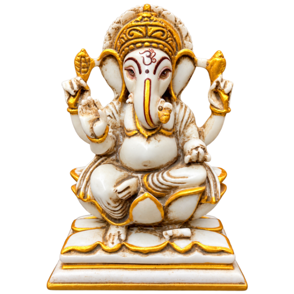 Ganesh Resin White w/Gold