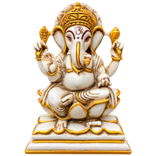 Ganesh Resin White w/Gold