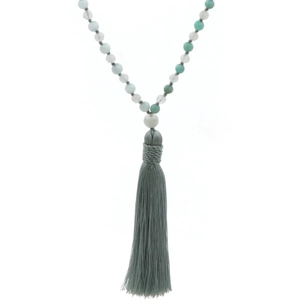 Gemstone Mala: Amazonite, Moonstone, and Chalcedony