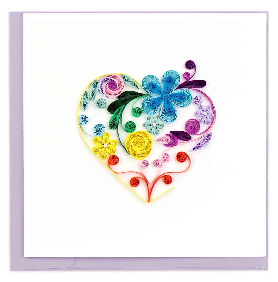 Floral Rainbow Heart Quilled Greeting Card