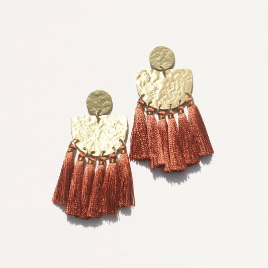 Terra Cotta Tassel Earrings