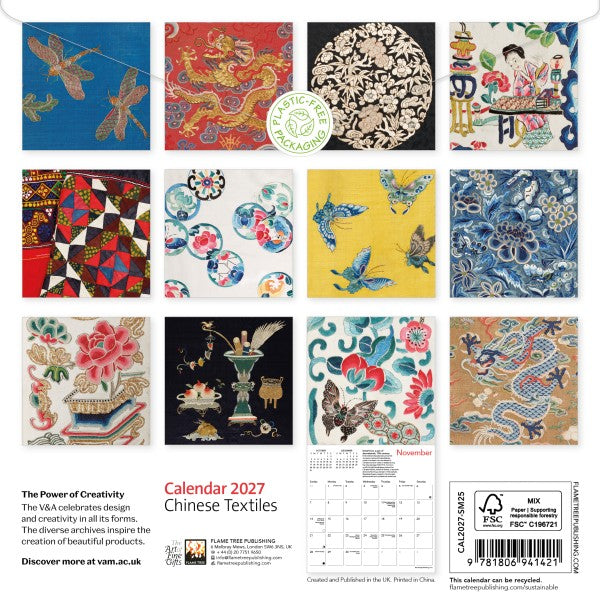 Chinese Tiles 2027 Mini Wall Calendar