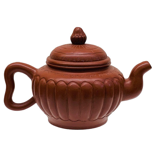 Red Half Lobed Yixing Teapot